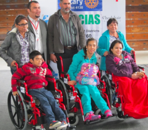 Wheelchair recipients in Monterey Mexico